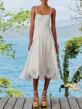 Farm Rio Off-White Richelieu Midi Dress NWT